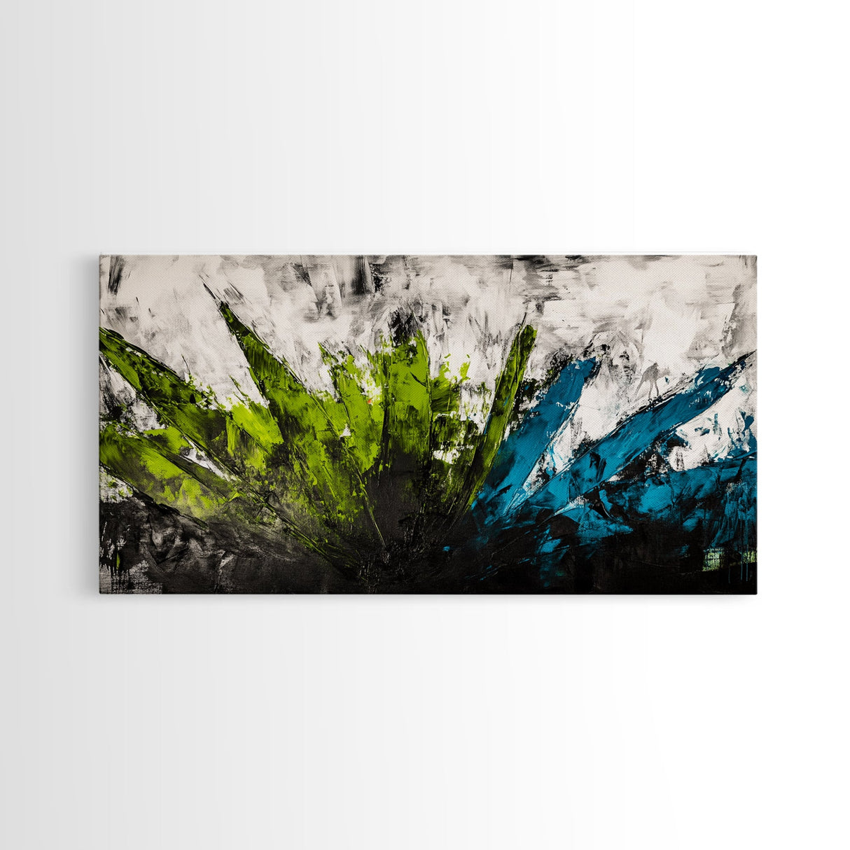 Abstract Brushstrokes, Green Blue, Modern Wall Art, Textured Painting, Large Canvas Print, Office Decor, Boho Aesthetic, Minimalist Art