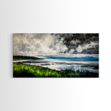 Stormy Ocean, Dramatic Sky, Coastal Print, Seascape Painting, Living Room Art, Moody Landscape, Large Framed Canvas Print, Nautical Art