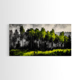 Misty Forest, Dark Green, Woodland Print, Nature Wall Art, Large Framed Artwork, Rustic Cabin Decor, Wilderness Painting, Moody Wall Art
