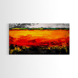 Fiery Horizon, Abstract Landscape, Modern Southwest Art, Bold Colorful Painting, Dramatic Wall Art, Living Room Art, Framed Canvas Print
