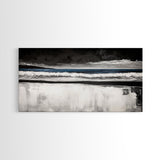 Stormy Beach, Coastal Landscape, Black and White Ocean Art, Moody Seascape, Nautical Home Decor, Modern Minimalist Art, Canvas Print