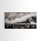 Monochrome Mountain, Dramatic Landscape, Black and White Art, Moody Wall Art, Modern Nature Print, Office Decor, Framed Canvas Print