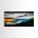 Abstract Seascape, Vibrant Waves, Modern Ocean Art, Coastal Home Decor, Colorful Beach Painting, Large Statement Art, Framed Canvas Print