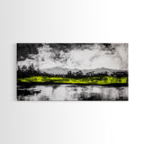 Mountain Reflection, Black and White Art, Minimalist Nature Print, Rustic Home Decor, Modern Landscape Painting, Canvas Print