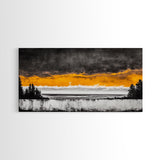 Sunset Over Ocean, Dramatic Sky, Coastal Landscape, Minimalist Wall Art, Beach Home Decor, Framed Canvas Print, Large Statement Art