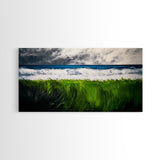 Ocean Waves, Beach Grass, Coastal Landscape, Serene Wall Art, Nature Inspired Home Decor, Framed Canvas Print, Living Room Art