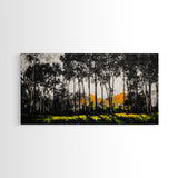 Autumn Trees, Woodland Scene, Black and White Forest, Framed Canvas Print, Nature Landscape Art, Fall Decor, Living Room Art, Rustic Art