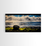 Coastal Rain, Ocean Reflection, Scenic Wall Art, Framed Canvas Print, Serene Nature Print, Landscape Decor, Bedroom Wall Art