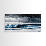 Stormy Ocean, Dramatic Seascape, Blue Waves, Coastal Decor, Moody Beach Art, Modern Wall Decor, Large Statement, Framed Canvas Print