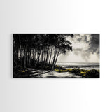 Forest Path, Coastal Landscape, Black and White Art, Tranquil Scene, Nature Wall Art, Minimalist Decor, Living Room, Canvas Print