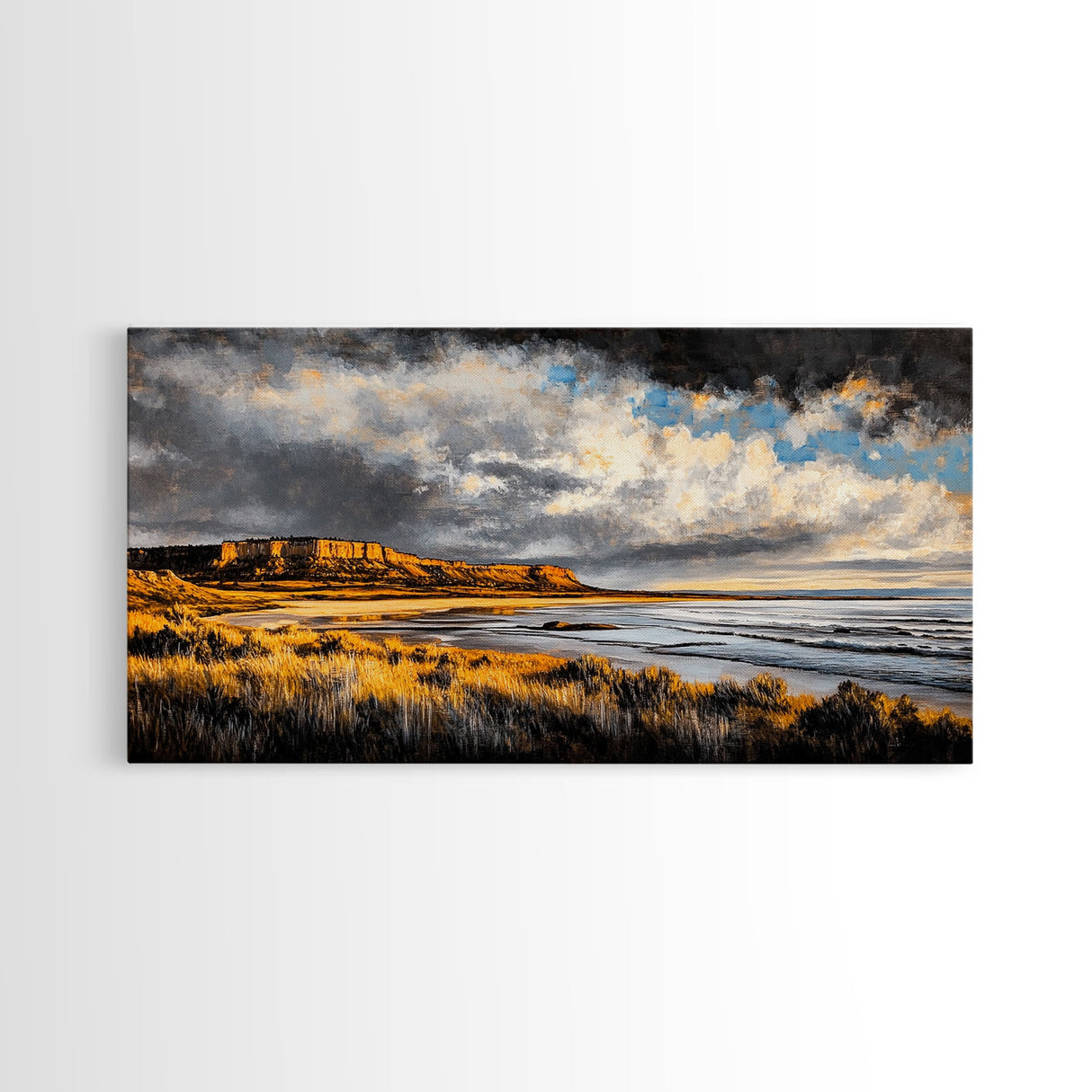 Canyon, Dramatic Sky, Southwest, Desert, Framed Canvas Print, Western Landscape Wall Art, Rustic Home Decor, Nature Painting, Fall Colors