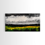 Abstract Coastal Art, Ocean Horizon, Dramatic Sky, Framed Canvas Print, Large Wall Art, Modern Living Room Decor, Beach House Art