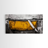 Minimalist Abstract, Yellow Black Art, Industrial Wall Decor, Urban Loft Accent, Framed Canvas Print, Modern Home Office Art