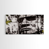 Monochrome Face Art, Edgy Black White Painting, Street Art Print, Urban Loft Decor, Framed Canvas Print, Unique Statement Piece
