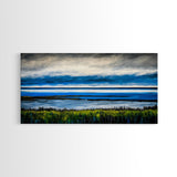 Ocean Horizon, Blue Sky, Coastal, Minimalist, Framed Canvas Print, Seascape Painting, Modern Wall Art, Living Room Decor, Tranquil Scene