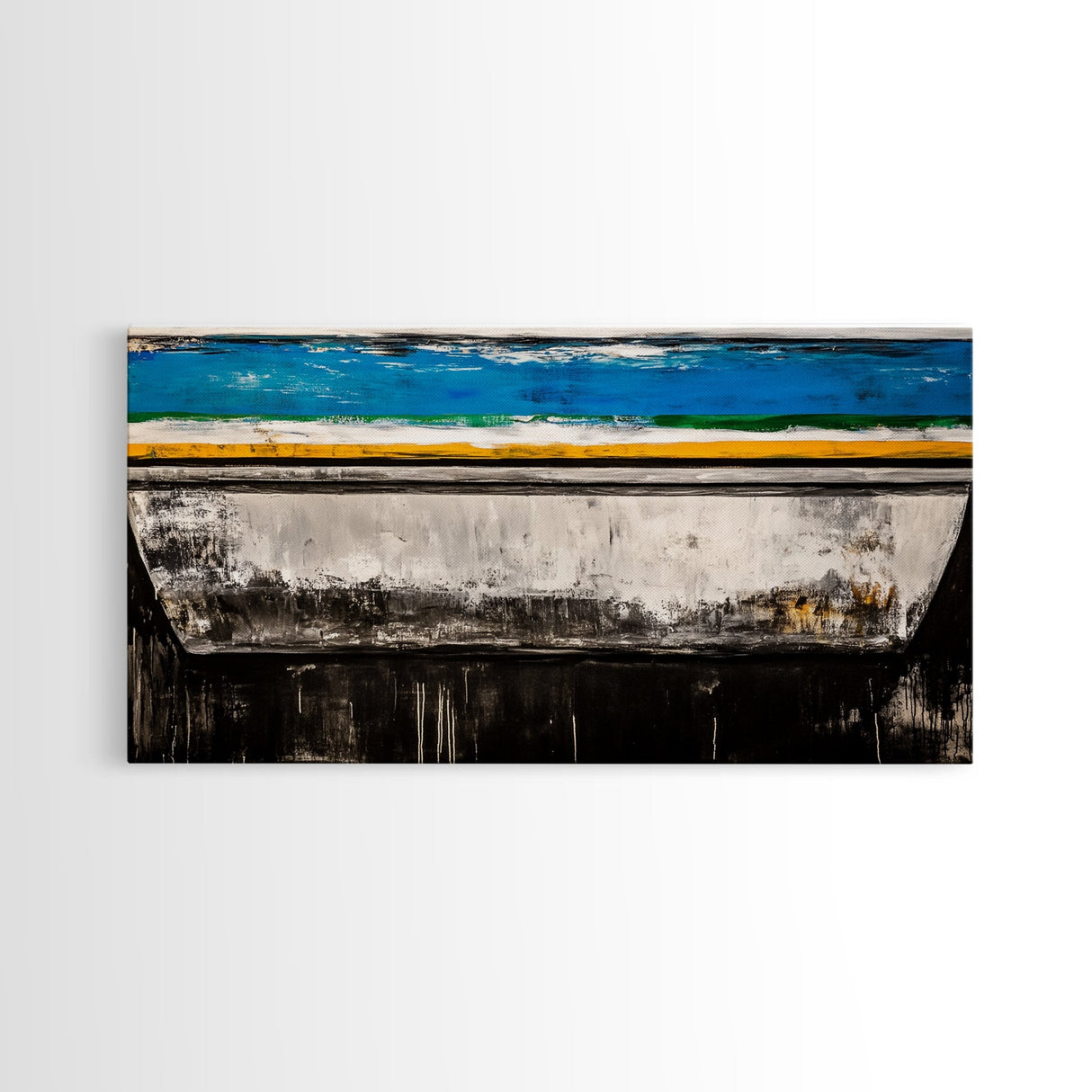 Abstract Boat, Coastal Wall Art, Nautical Decor, Large Canvas Print, Beach House Art, Modern Art, Living Room Wall Art, Blue Art