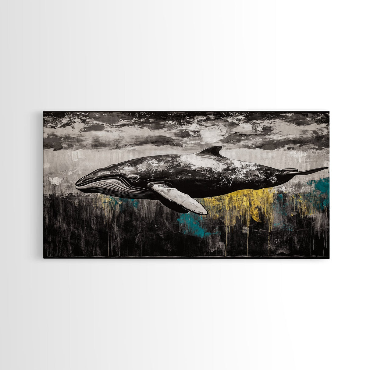 Whale Art, Ocean Life Decor, Nautical Canvas Print, Marine Wildlife Art, Black and White Art, Coastal Home Decor, Living Room Wall Art