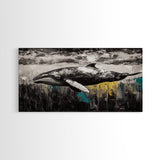 Whale Art, Ocean Life Decor, Nautical Canvas Print, Marine Wildlife Art, Black and White Art, Coastal Home Decor, Living Room Wall Art