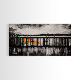 Wooden Pier, Lake House Art, Nautical Canvas Print, Black and White Art, Rustic Home Decor, Nature Artwork, Coastal Wall Art
