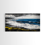 Tropical Shore, Emerald Waters, Stormy Sky, Canvas Print, Coastal Wall Art, Beach House Decor, Ocean Painting, Living Room Artwork