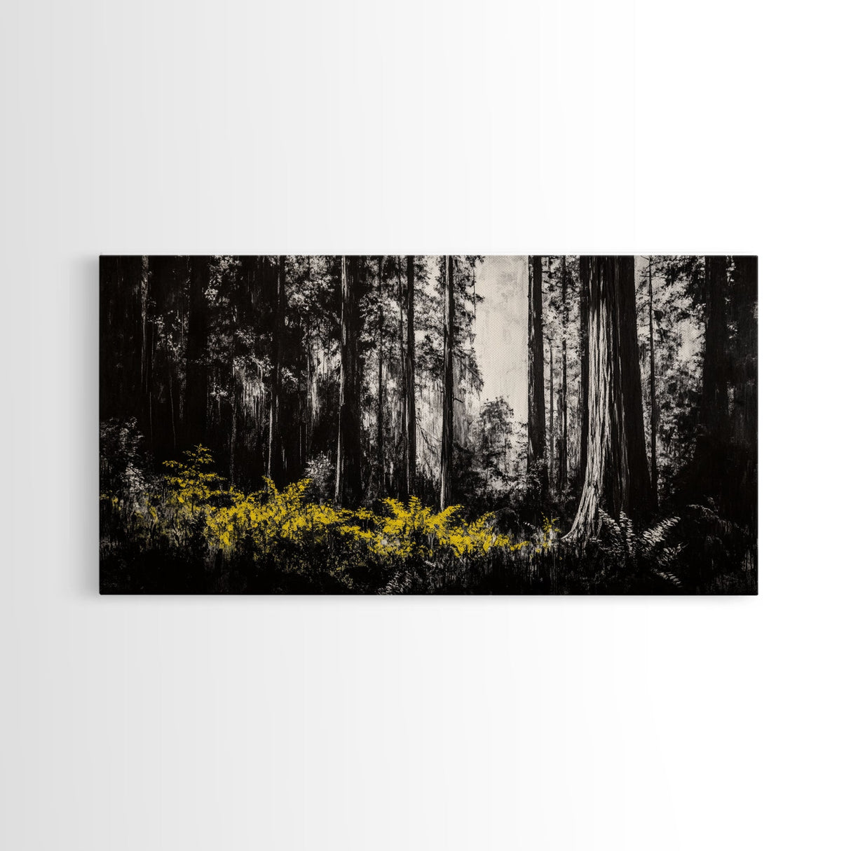 Redwood Forest, Nature Wall Art, Black and White Art, Framed Canvas Print, Rustic Home Decor, Cabin Wall Art, Minimalist Landscape