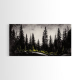 Black Forest, Dark Landscape, Modern Wall Art, Minimalist Nature, Moody Trees, Framed Canvas Print, Living Room Decor, Rustic Cabin Art
