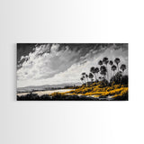 Tropical Beach, Palm Trees, Black and White, Coastal Art, Modern Minimalist, Framed Canvas Print, Beach House Decor, Nature Wall Art