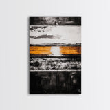 Abstract Horizon, Golden Light, Modern Landscape, Framed Canvas Print, Minimalist Wall Art, Office Decor, Contemporary Sunset, Fall Vibes