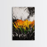 Fiery Wildflowers, Black White Abstract, Nature Art, Floral Painting, Contemporary Living Room Decor, Statement Piece, Canvas Print