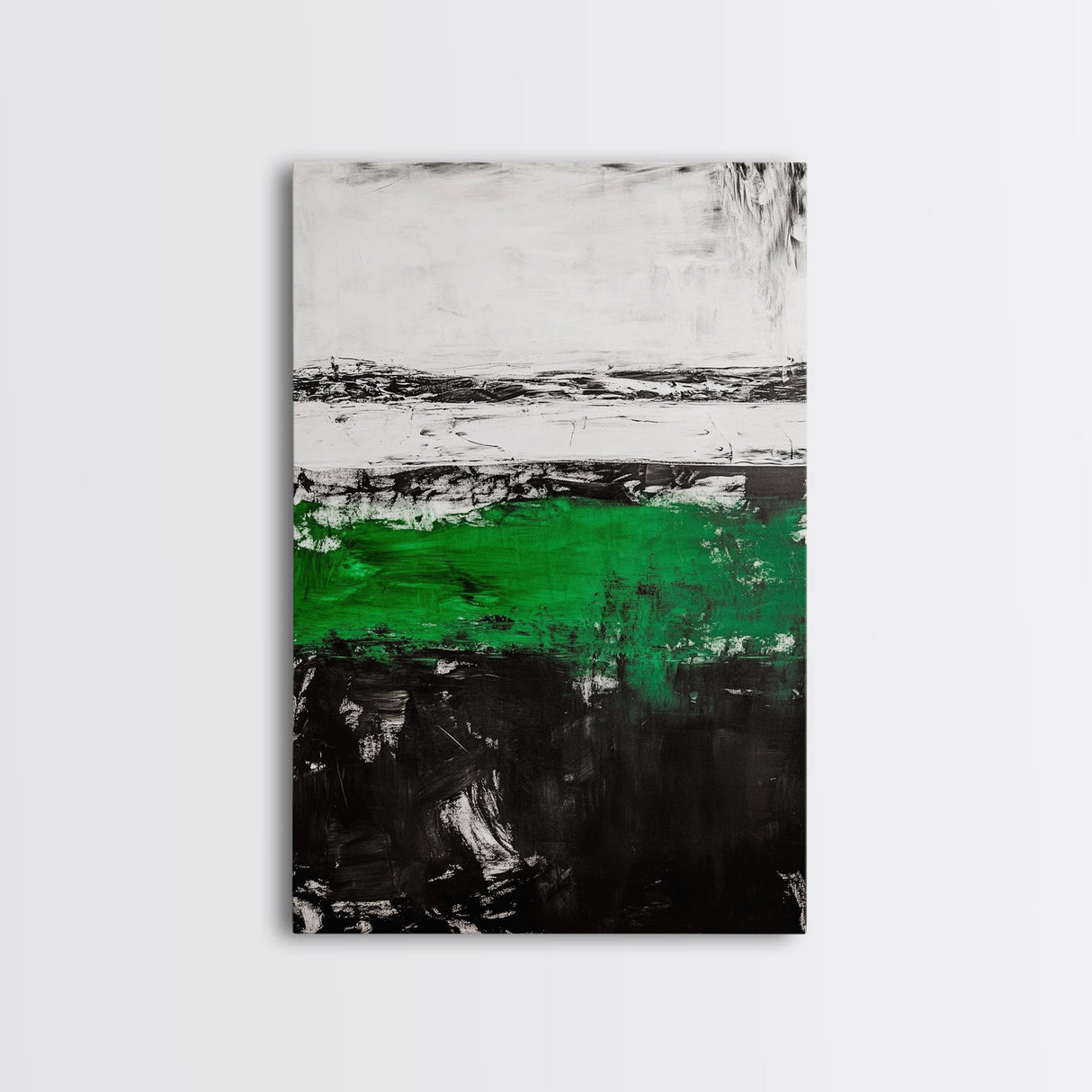 Green Horizon, Abstract Landscape, Contemporary Painting, Bold Nature Art, Modern Home Wall Decor, Unique Artwork, Canvas Print