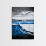 Ocean Wave, Beach Wall Art, Coastal Decor, Nautical Art, Large Wall Art, Blue Abstract, Modern Art, Living Room Decor, Framed Canvas Print