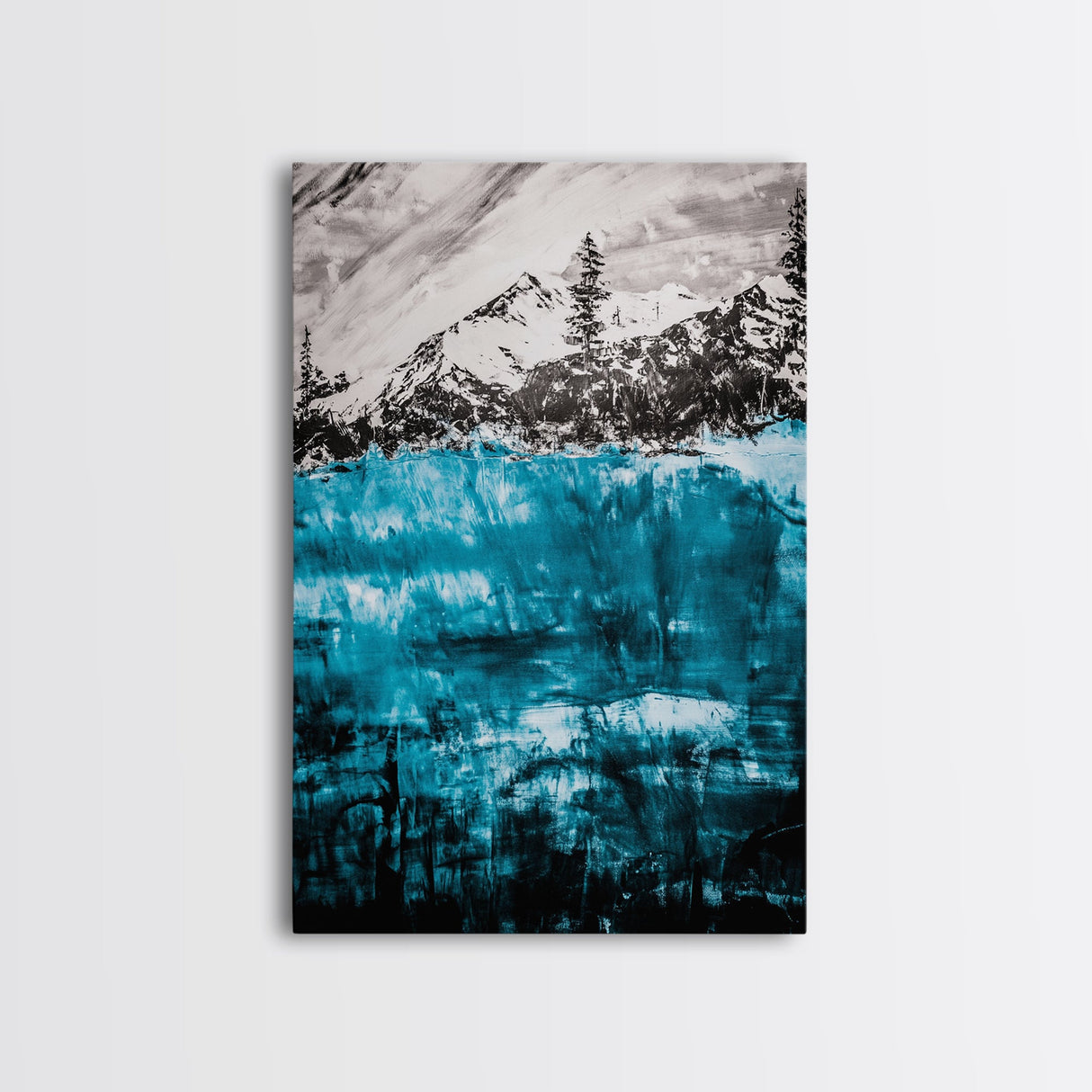 Mountain Lake, Nature Wall Art, Wilderness Art, Outdoor Landscape, Cabin Decor, Black and White Art, Scenic Wall Art, Canvas Print