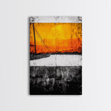 Sunset Sailboat, Nautical Art, Coastal Wall Decor, Warm Color Palette, Abstract Seascape, Modern Ocean Art, Vibrant Painting, Canvas Print