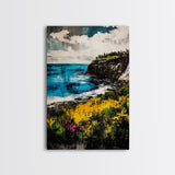 Cliffside View, Ocean Landscape, Coastal Wall Art, Nature Inspired, Scenic Seascape, Tranquil Home Decor, Blue Tones, Canvas Print