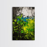 Vibrant Foliage, Green Leaves, Nature Painting, Abstract Landscape, Framed Canvas Print, Botanical Art, Boho Decor, Bedroom Wall Art