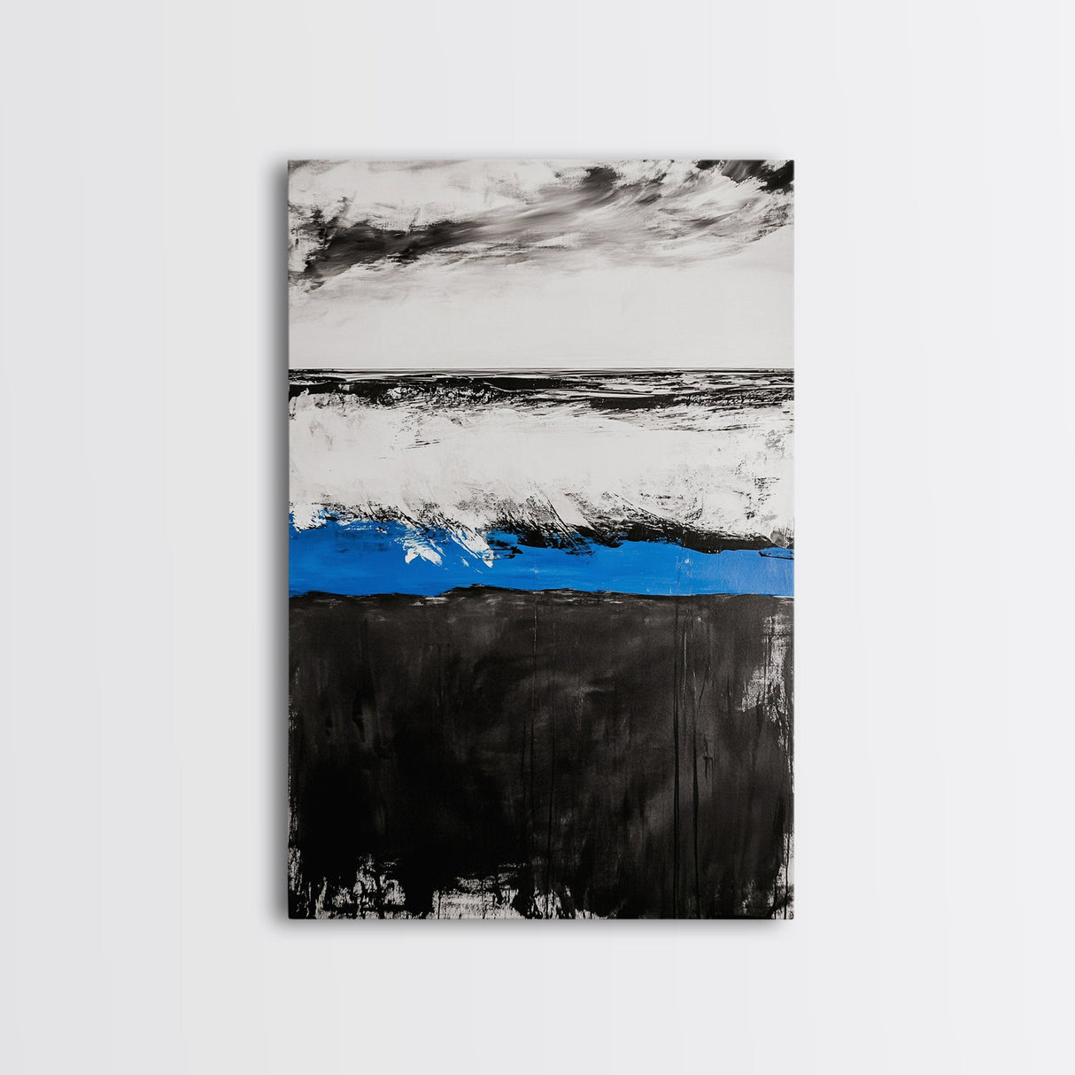 Monochrome Waves, Coastal Serenity, Abstract Seascape, Canvas Print, Minimalist Art, Modern Beach House Decor, Office Wall Art