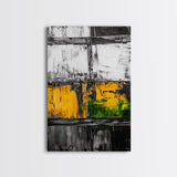 Industrial Texture, Abstract Modern Art, Yellow Green Minimalist, Contemporary Home Decor, Statement Wall, Framed Canvas Print, Gift Idea