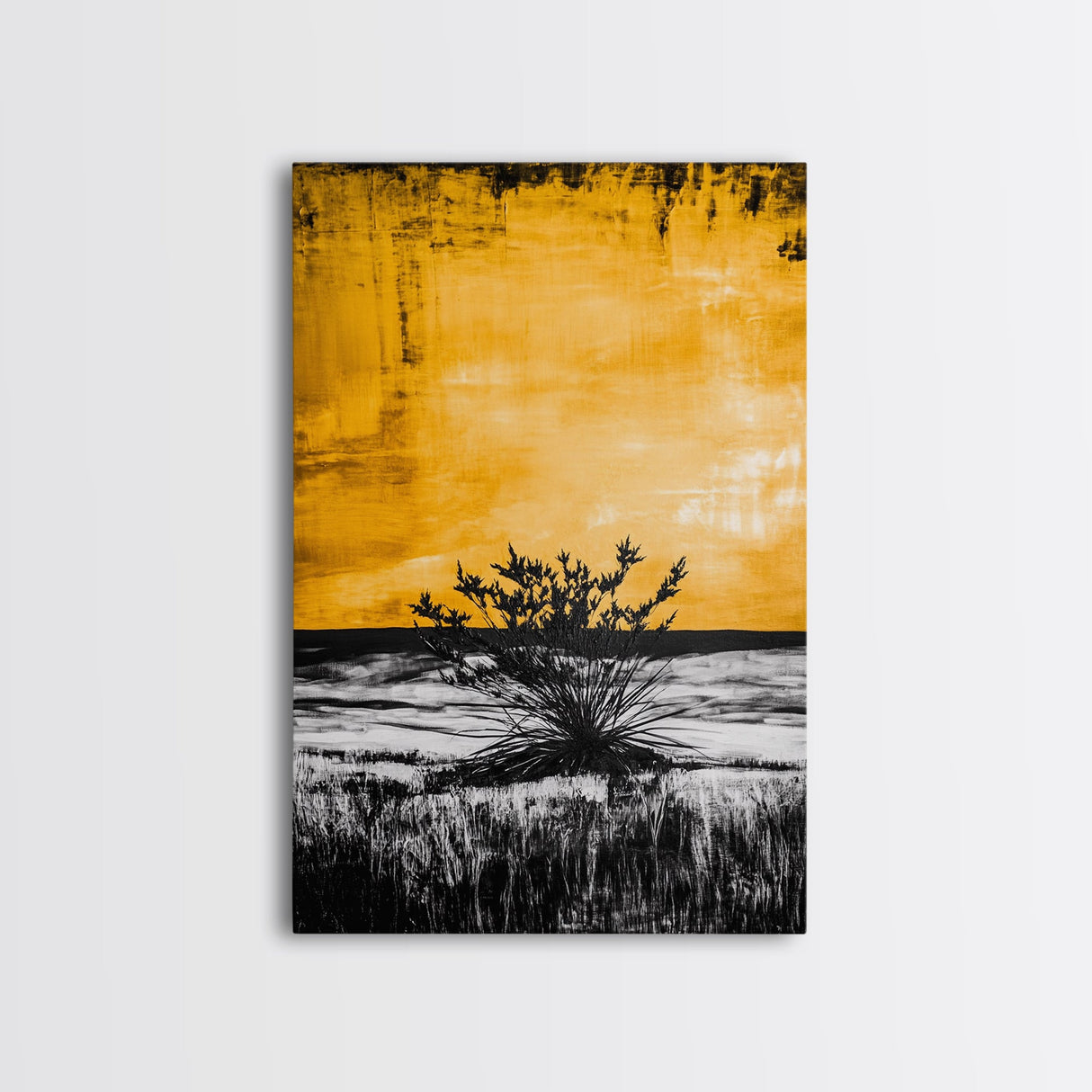 Golden Horizon, Minimalist Desert Art, Warm Sunset Tones, Contemporary Landscape, Boho Home Decor, Framed Canvas Print, Gift Idea