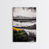 Mountain Sunset, Bold Colors, Abstract Landscape, Framed Canvas Print, Fall Wall Art, Rustic Home Decor, Large Wall Painting