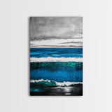 Ocean Waves, Coastal Abstract, Bold Blue, Canvas Print, Beach Wall Art, Modern Minimalist Painting, Bedroom Wall Decor