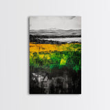 Mountain View, Golden Fields, Lakeside Horizon, Framed Canvas Print, Rustic Landscape, Nature Wall Art, Modern Farmhouse