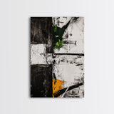 Greenery Abstract Painting, Textured Black White Art, Canvas Print, Minimalist Wall Art, Living Room Decor, Modern Home Accent