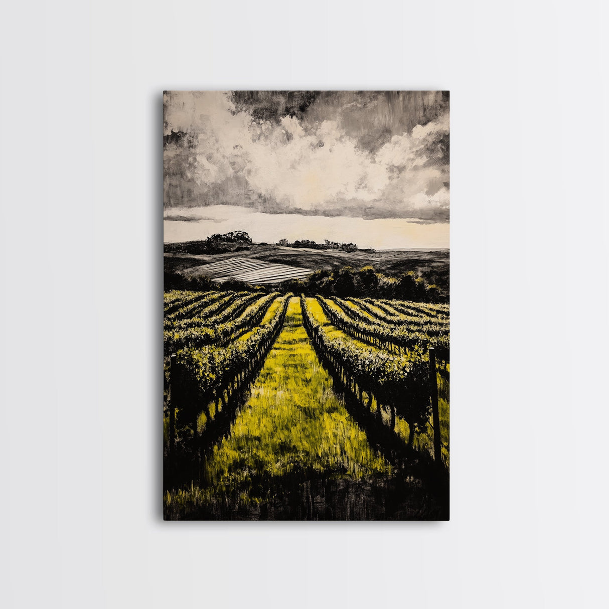 Vineyard Path, Rolling Hills, Rustic Landscape, Canvas Print, Country Farmhouse Art, Kitchen Wall Decor, Wine Lover Gift, Fall Vibes