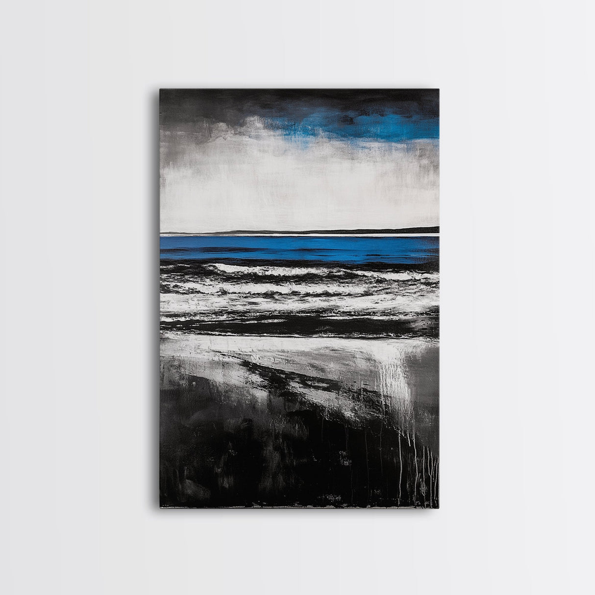 Ocean Waves, Minimalist Coastal Art, Seaside Wall Decor, Contemporary Beach Scene, Modern Home Artwork, Canvas Print