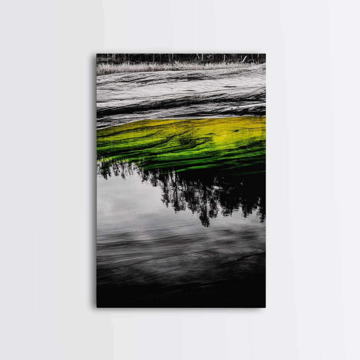 Reflection Art, Water Canvas Print, Nature Inspired Decor, Zen Wall Art, Black and White Photography, Peaceful Home Artwork