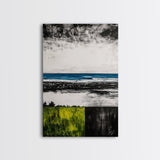 Ocean Horizon, Modern Seascape, Coastal Wall Art, Blue Waters, Black and White Art, Framed Canvas Print, Living Room Decor, Minimalist Art