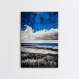 Blue Ocean, Coastal Wall Art, Beach House Decor, Minimalist Landscape, Nautical Aesthetic, Living Room Canvas Print, Ocean Lover Gift