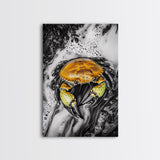 Vibrant Crab, Coastal Wildlife Wall Art, Nautical Home Decor, Colorful Beach House Print, Marine Life Art, Framed Canvas Print