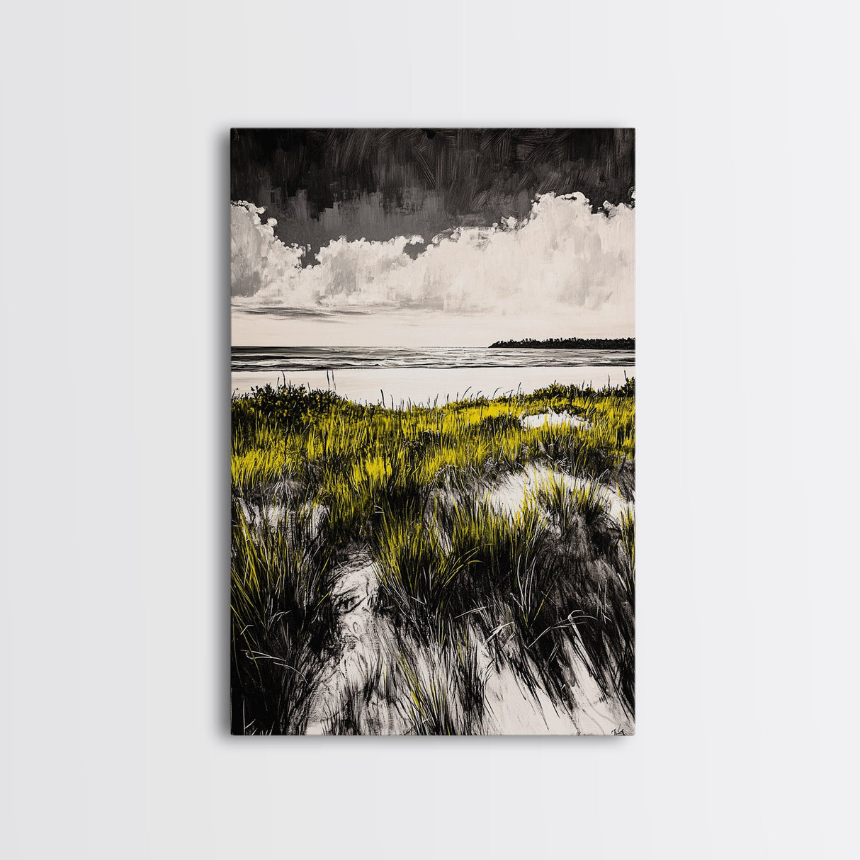 Dune Grass, Coastal Landscape Wall Art, Beach House Decor, Serene Nature Print, Rustic Seaside Art, Framed Canvas Print