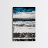 Ocean Horizon, Moody Sky Seascape, Coastal Art Print, Black and White Beach Decor, Modern Home Wall Art, Relaxing Framed Canvas Print